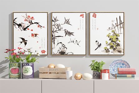 New Chinese Plant Painting Hanging Paintings 3d model