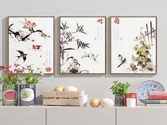 New Chinese Plant Painting Hanging Paintings 3d model