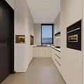 Modern Open Dining Living Room Interior With White Cabinets Dining Table And Pendant Lights