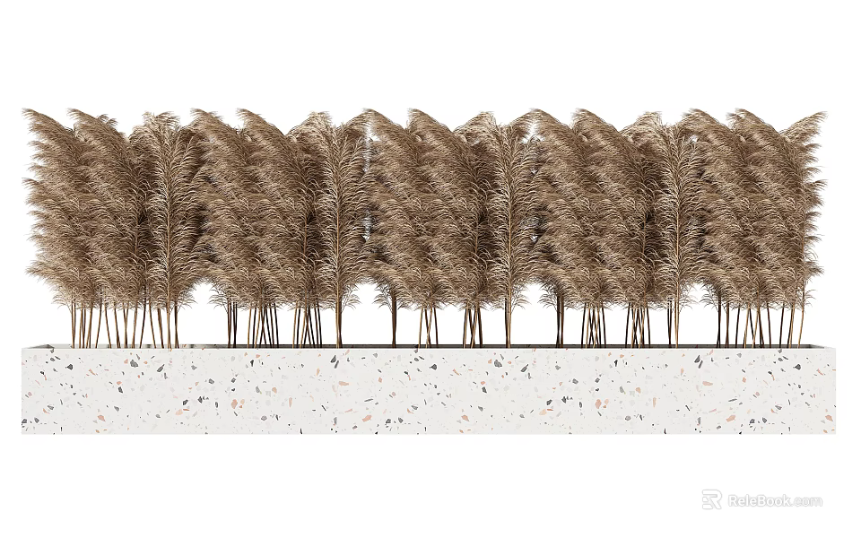Tall Brown Reeds Neatly Arranged Along Light Colored Ground With Colorful Speckles Below 3d model 