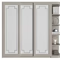 Modern Classic Wardrobe With Mirror Doors Carved Panels And Side Shelves Design