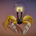 Unique Bulb Crab Design With Transparent Light Bulb Body And Yellow Claws Illuminated Inside