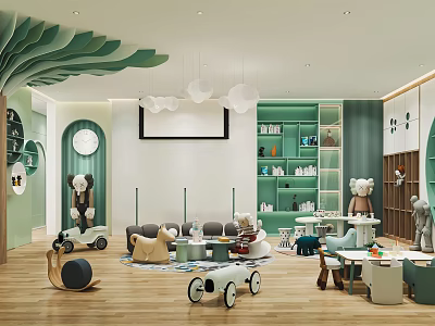 Vibrant Kindergarten Play Area With Stuffed Animals Educational Toys And Cozy Furniture 3d model