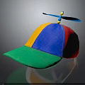 Vibrant Patchwork Hat With Propeller On Top And Multicolored Panels