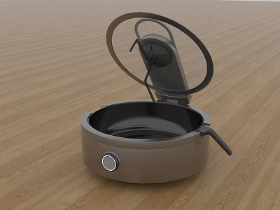Modern Kitchen Appliance With Open Lid And Control Button Design 3d model