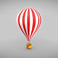 Amusement Park Ride Red And White Striped Hot Air Balloon With Small Yellow Basket