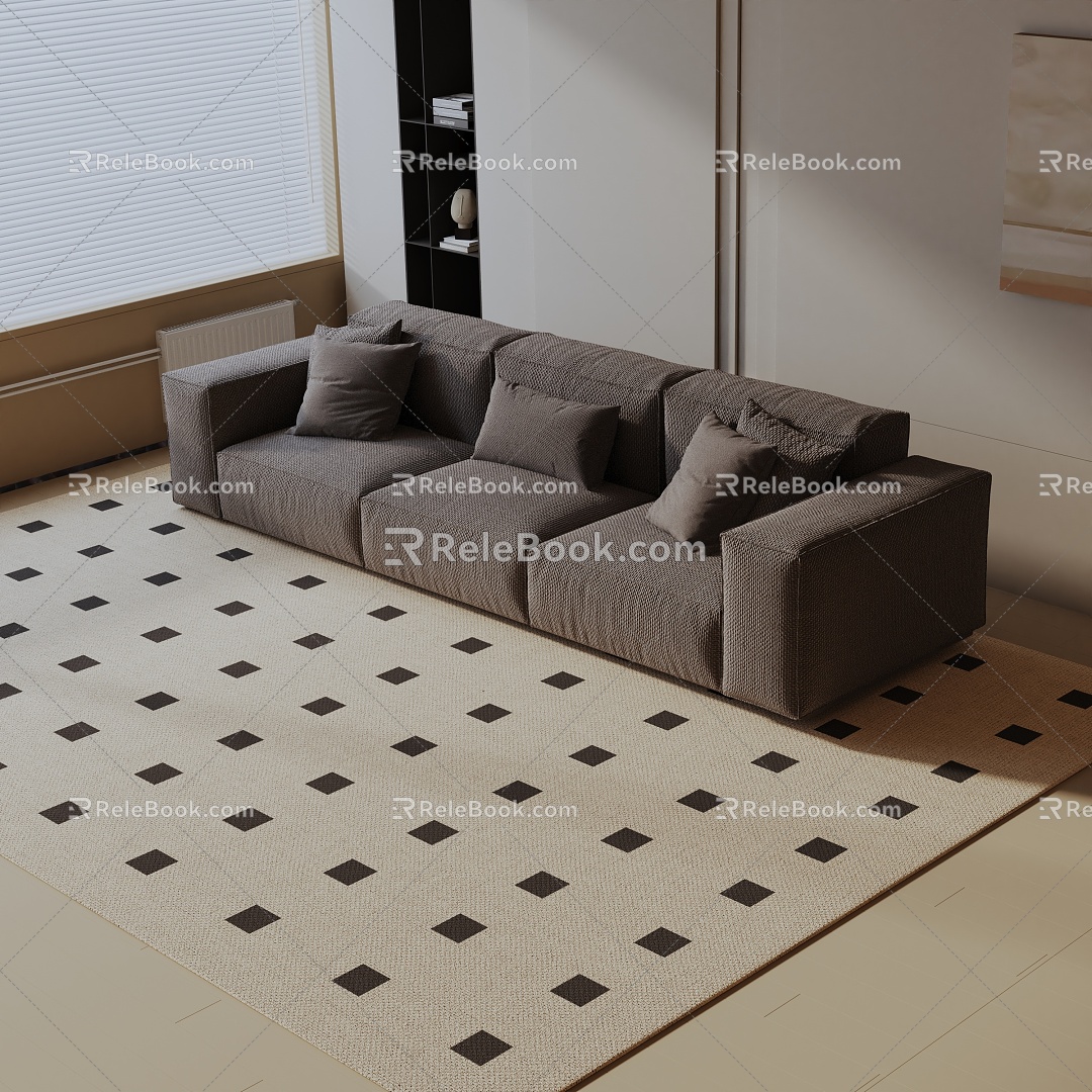 Modern three-seat sofa 3d model