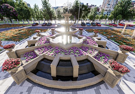 European-style fountain water feature 3d model