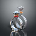 Stylish Silver Rings With Red Orange Gemstones Exquisite Design And Reflective Surface
