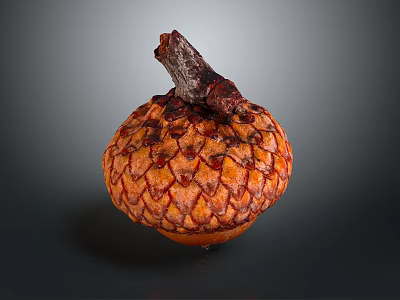 Whole Ripe Jackfruit Displaying Spiky Orange Texture And Brown Stem On Dark Background 3d model