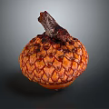 Whole Ripe Jackfruit Displaying Spiky Orange Texture And Brown Stem On Dark Background