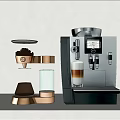 Stylish Kitchen Coffee Appliances With Glass Gold Drip Maker And Automatic Espresso Machine 3d model
