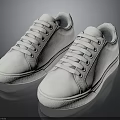White Casual Lace Up Sneakers With Classic Design For Daily Use
