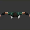 A Man in Green Pakistan Cricket Uniform with Arms Outstretched Standing