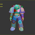 Blue Armored Robot 3D Model as Game Movie Sci Fi Character Design