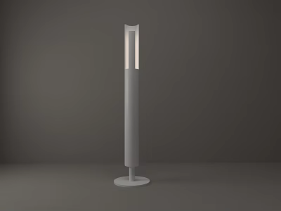 Modern Slim Floor Lamp With Cylindrical Pole And Round Base Design 3d model