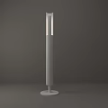Modern Slim Floor Lamp With Cylindrical Pole And Round Base Design
