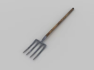 Essential Garden Hand Fork With Wooden Handle And Metal Tines For Gardening 3d model