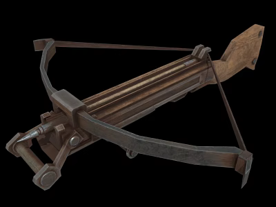 Ancient Medieval Crossbow Weapon with Wooden Metal Parts and Mechanical Bow Structure 3d model