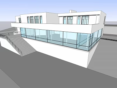 Modern Single Family House With Large Glass Walls And White Exterior Design 3d model