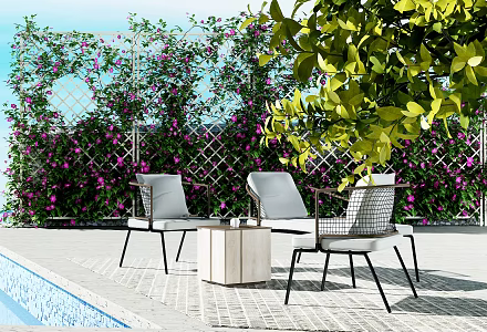 Modern Outdoor Table and Chair Outdoor Leisure Chair 3d model