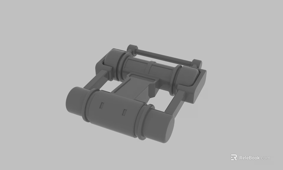 Industrial Mechanical Component With Cylindrical Structures And Rectangular Connecting Parts 3d model 
