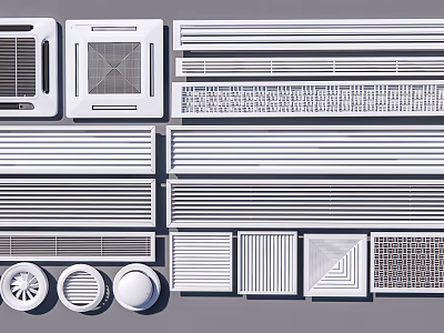 Air Conditioner Air Vents With Various Designs And Modern Grille Patterns 3d model