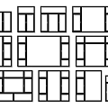 Various Black Window Frame Designs Arranged on White Background 3d model