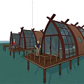 Floating Waterfront Bungalows With Curved Glass Roofs And Wooden Deck Interiors