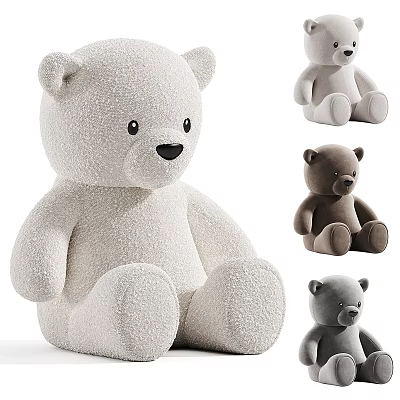Soft Plush Bear Dolls In Multiple Colors With Sitting Pose Design 3d model