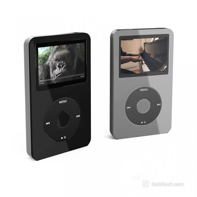 Two Sony Headphone Speaker Devices Black and Gray with Screen Video Playback Features 3d model 