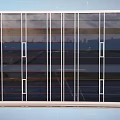 Contemporary Construction Structure With Metal Frame Glass Panels And Concrete Supports