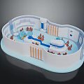 Space Station Interior Featuring White Module Blue Floor Equipment Seats And Orange Details