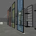 Cultural Center Interior Design With Decorative Panels Display Cases And Lighting