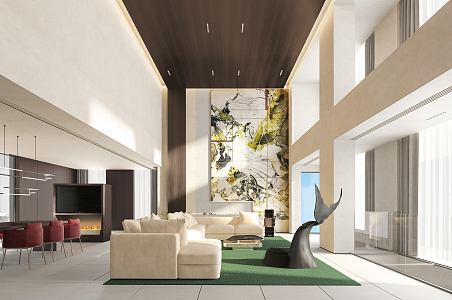 Modern Duplex Living Room Ansheng Villa 3d model