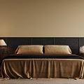 Modern Cozy Double Bed With Soft Velvet Bedding And Wooden Nightstands For Stylish Bedroom Interiors