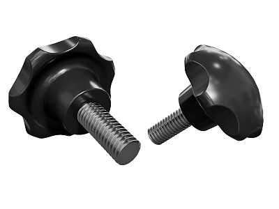 Black Metal Knob Screws With Threaded Shank And Ergonomic Head Design For Hardware Tools 3d model