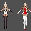 Game Movie Character Design With Blonde Hair White Red Outfit And Gold Accents