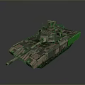 Modern Military Tank With Camouflage Pattern Main Gun And Armored Turret