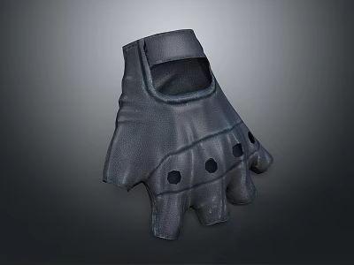 Gray Five-Fingered Daily Use Glove Featuring Black Dots And Practical Design 3d model