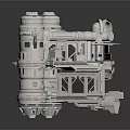 Futuristic Sci Fi Mechanical Structure With Cylindrical Modules And Circular Platform