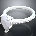Elegant White Polygon Shaped Ring With Decorative Beads And Smooth Band 3d model