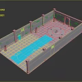 Indoor Swimming Pool Interior Design With Blue Water White Walls And Lighting