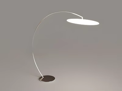 Modern Arch Floor Lamp With Circular Shade And Round Metallic Base Design 3d model