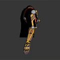 Character Outfit With Black Sleeveless Top Red Yellow Straps Arm Decorations And Yellow Black Gloves