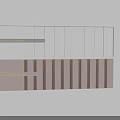 Modern Interior Feature Wall Design With White Panels And Brown Vertical Strips 3d model