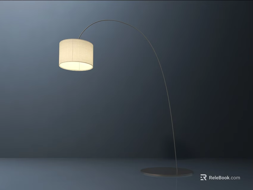 Modern Arched Floor Lamp With White Lampshade And Metal Base For Home Lighting 3d model 
