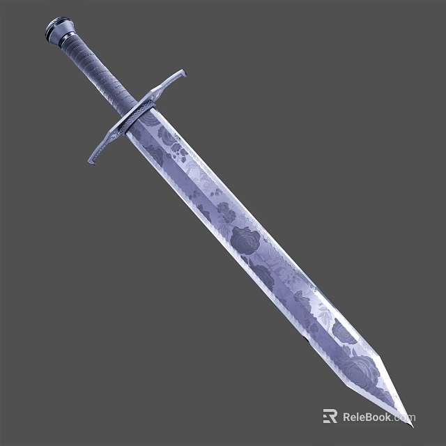 Decorative Steel Sword With Intricate Floral Engravings And Classic Design 3d model 