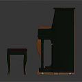 Home Living Essentials Brown And Black Pianos With Wooden Stools Set