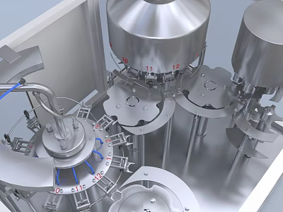 Stainless Steel Industrial Equipment With Rotary Machinery And Production Line Components 3d model